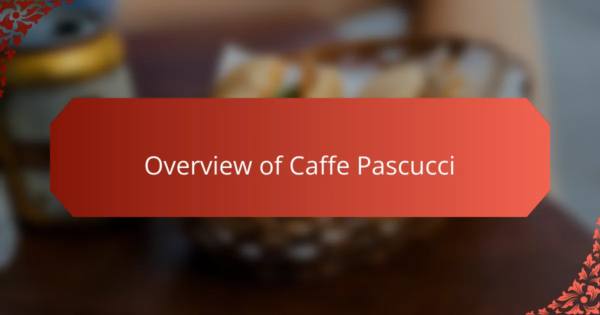 Overview of Caffe Pascucci