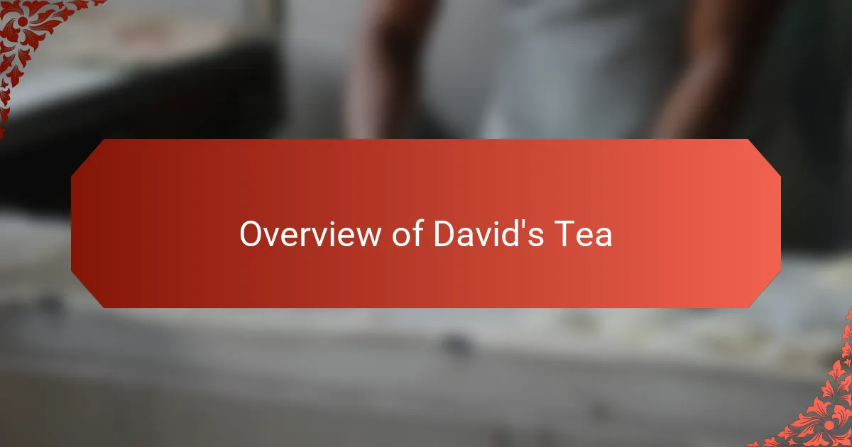Overview of David's Tea