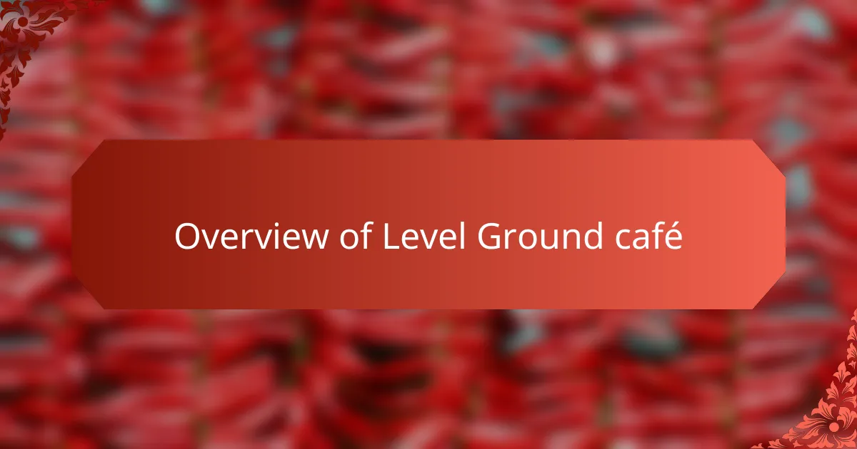 Overview of Level Ground café